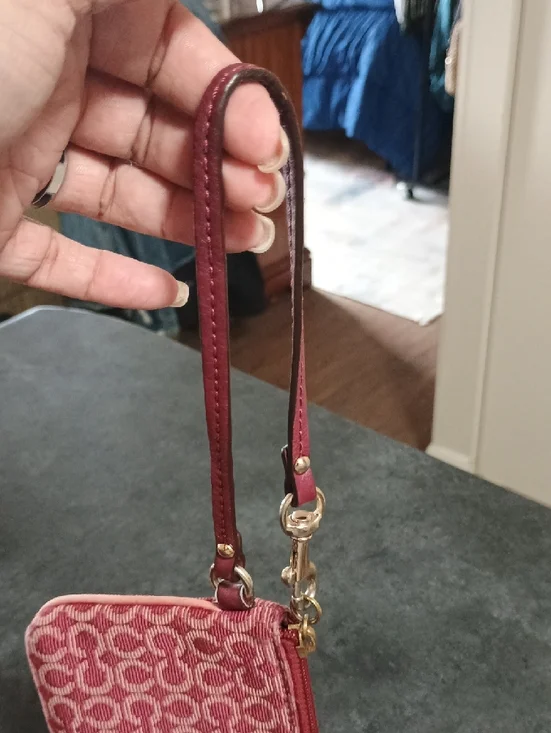 Coach Pink/Red Signature Wristlet - Picture 7 of 10
